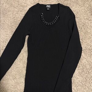 INC International Concepts Black Top with Chain Accent